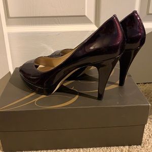Purple Peep Toe Heels